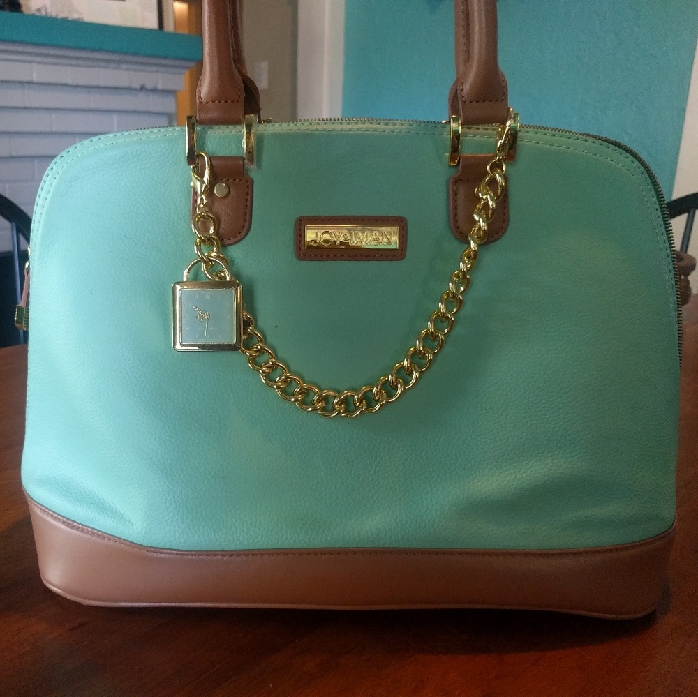 Joy Iman mint green bag and wrist wallet